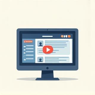 Illustration of a computer screen with learning content.